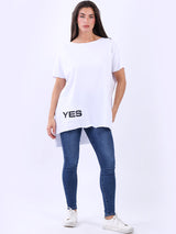 Oversized Yes Print Baggy Cotton Tee