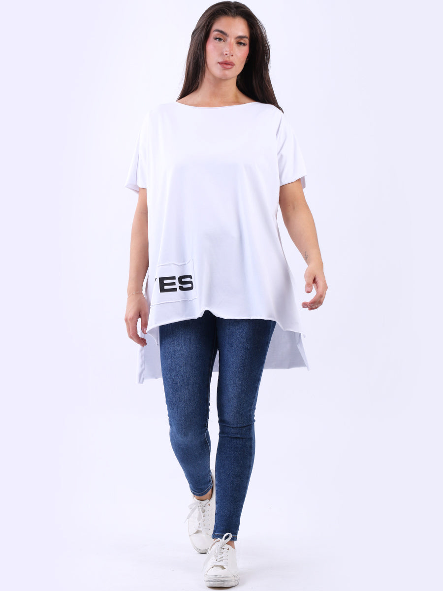 Oversized Yes Print Baggy Cotton Tee