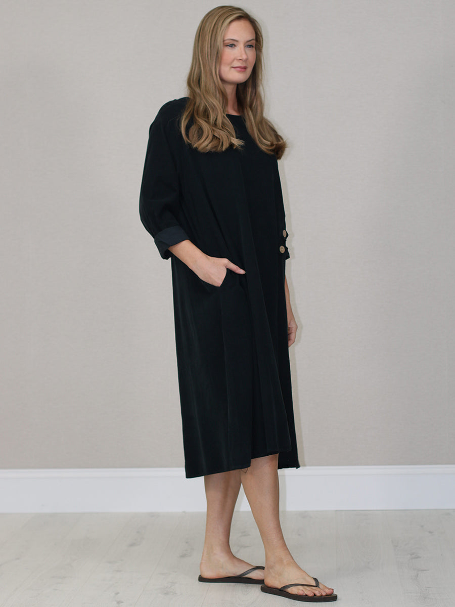 Solid Corduroy Oversized Midi Dress