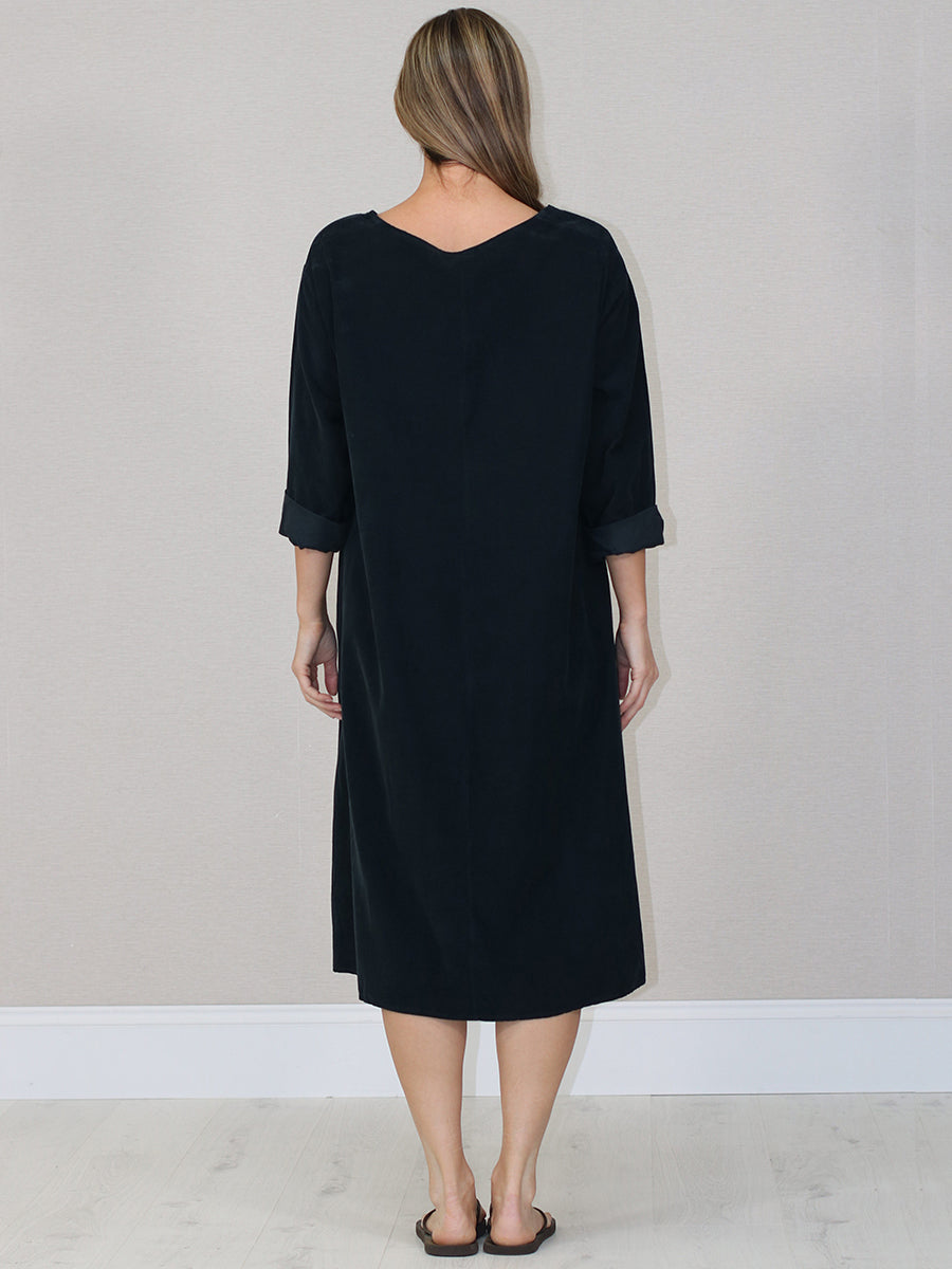 Solid Corduroy Oversized Midi Dress