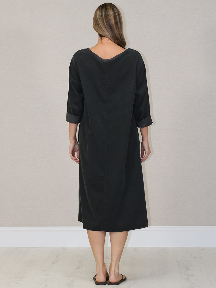 Solid Corduroy Oversized Midi Dress