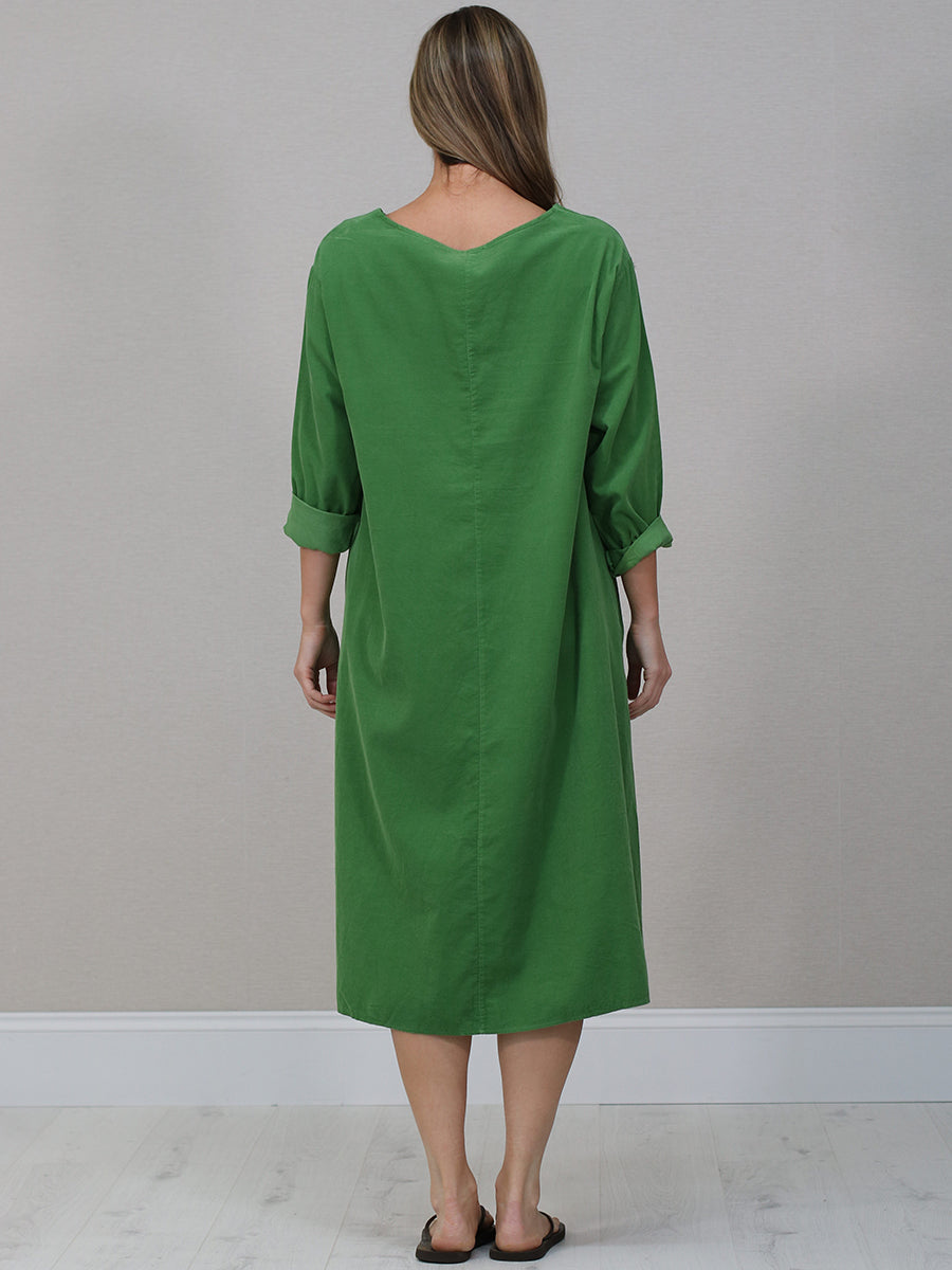 Solid Corduroy Oversized Midi Dress