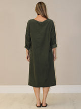 Solid Corduroy Oversized Midi Dress