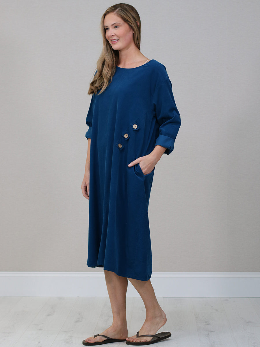 Solid Corduroy Oversized Midi Dress