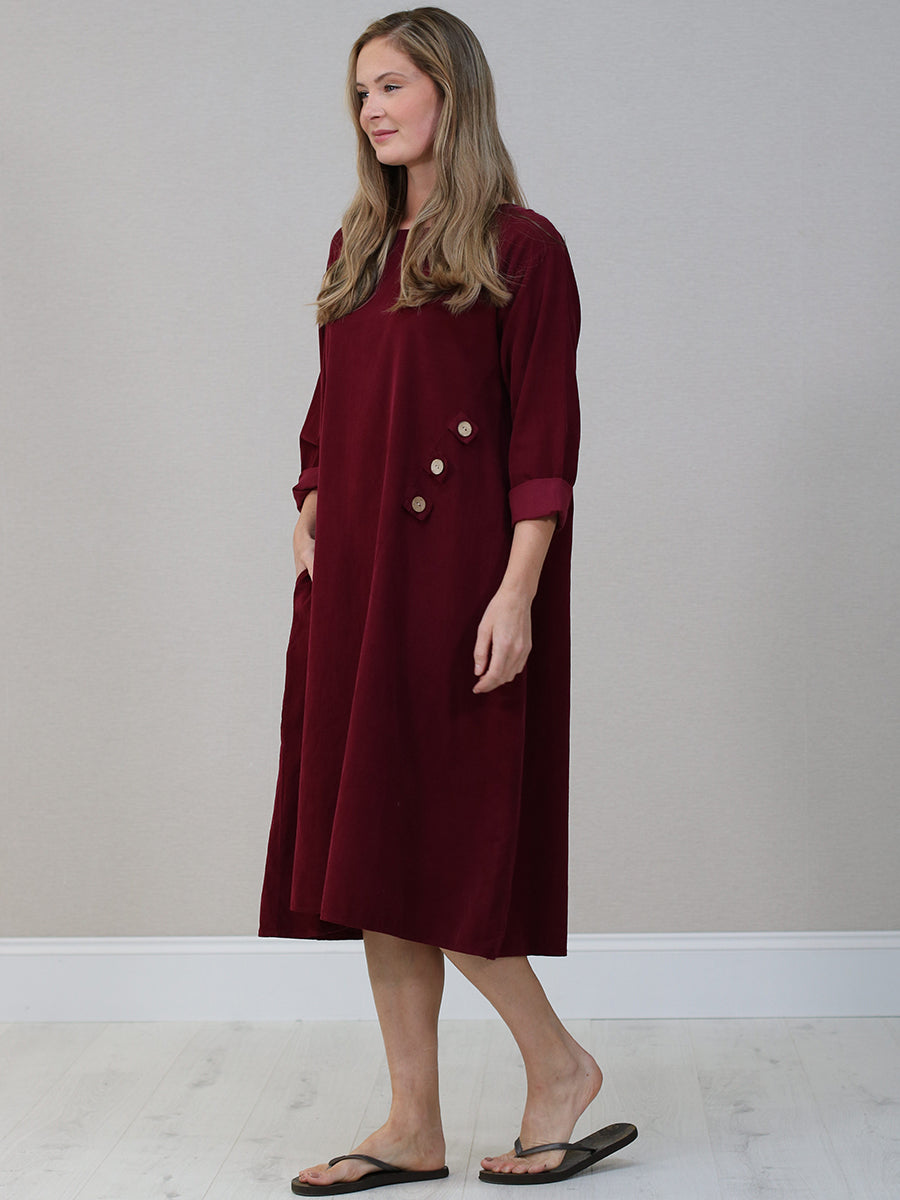 Solid Corduroy Oversized Midi Dress