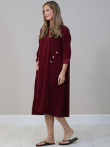 Solid Corduroy Oversized Midi Dress
