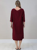 Solid Corduroy Oversized Midi Dress