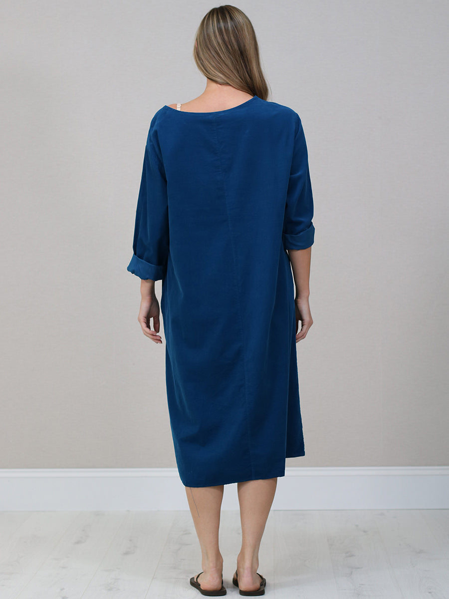 Solid Corduroy Oversized Midi Dress
