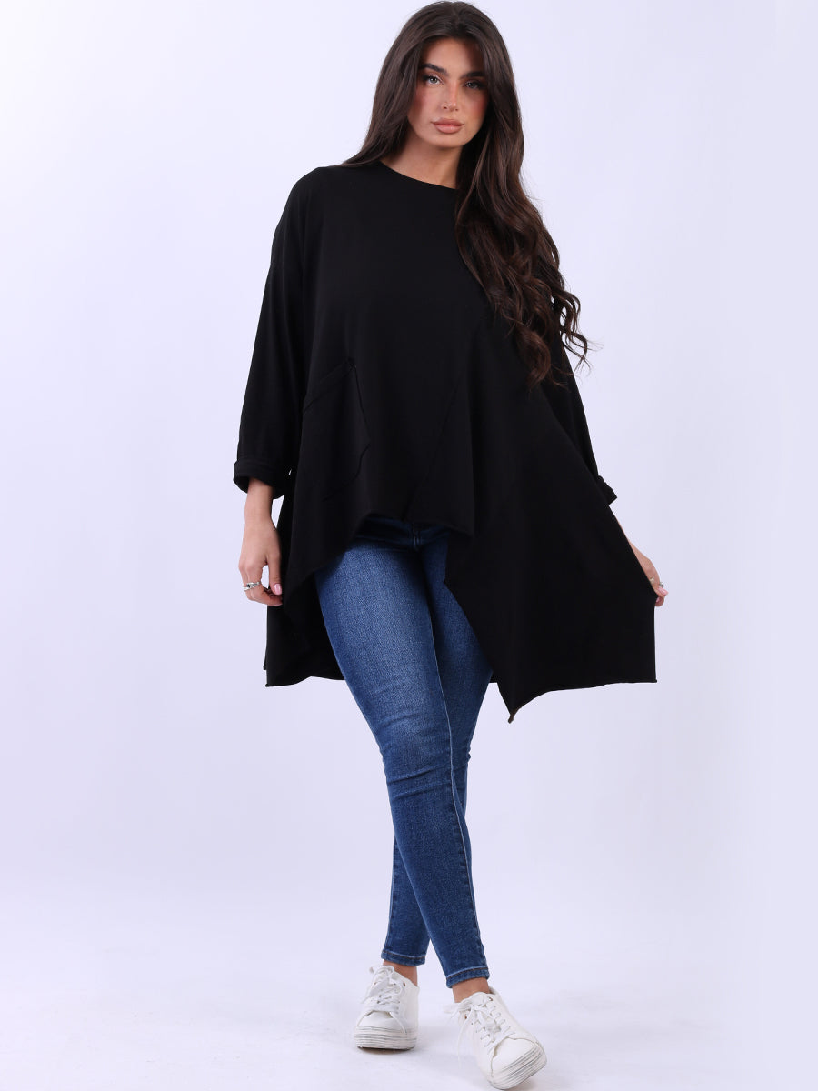 Solid Cotton Baggy Tunic Top