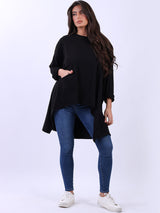 Solid Cotton Baggy Tunic Top