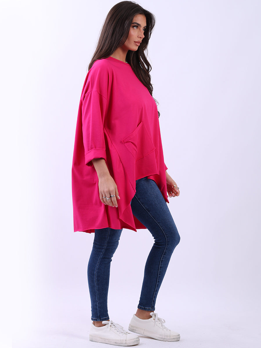 Solid Cotton Baggy Tunic Top