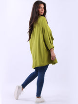 Solid Cotton Baggy Tunic Top