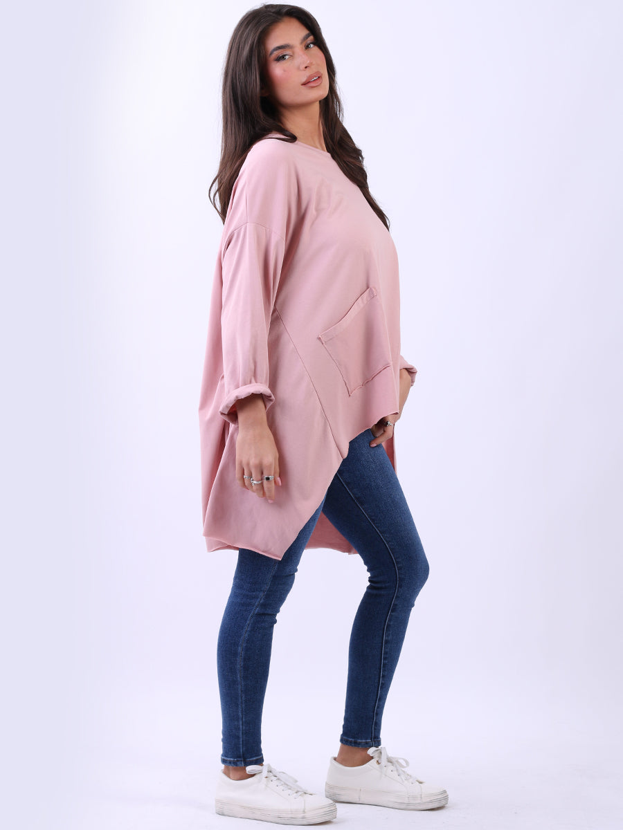 Solid Cotton Baggy Tunic Top