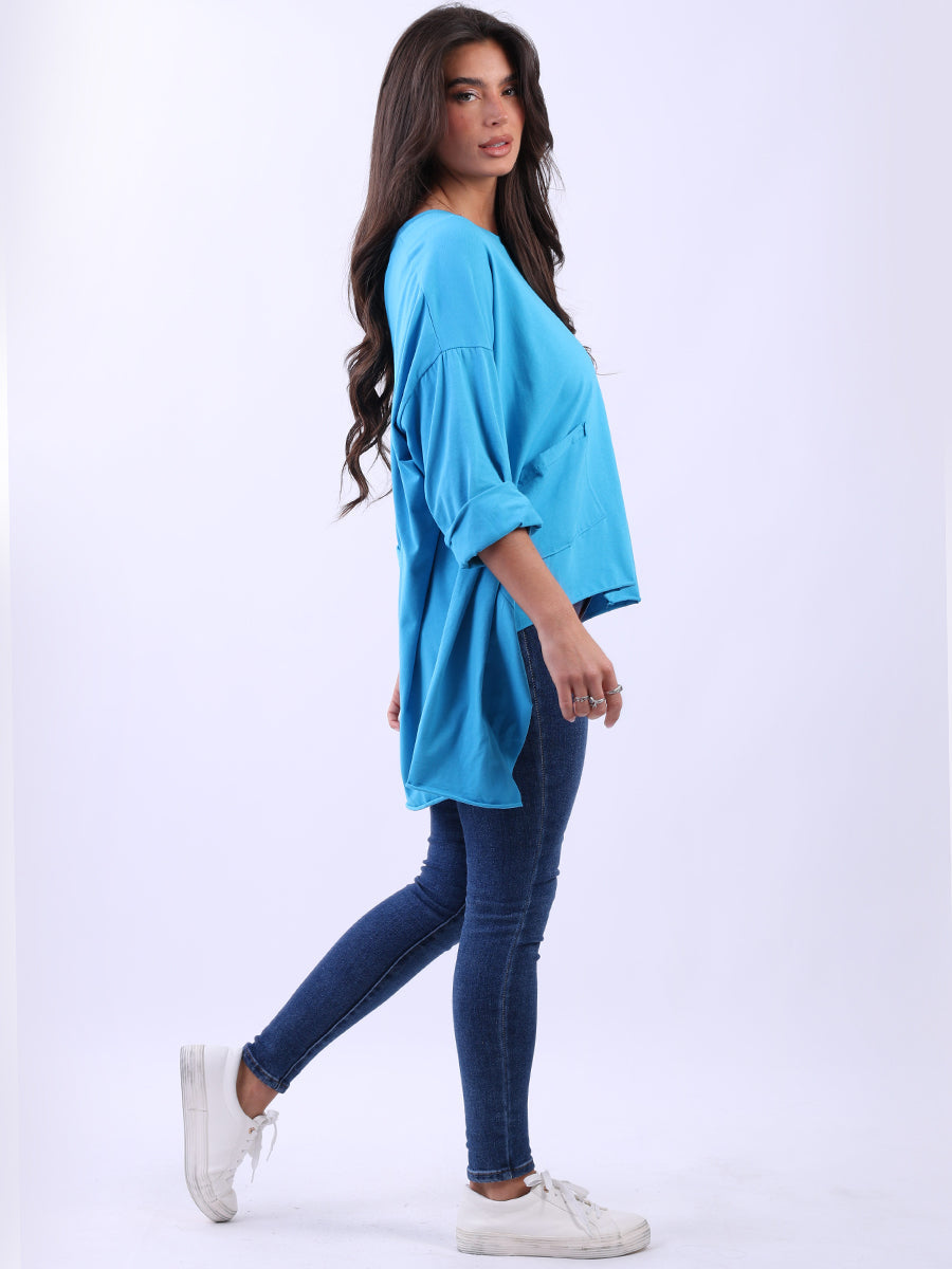 Solid Cotton Baggy Tunic Top