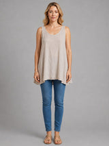 Plain Cotton Tank Top Beige