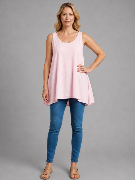 Plain Cotton Tank Top Pink