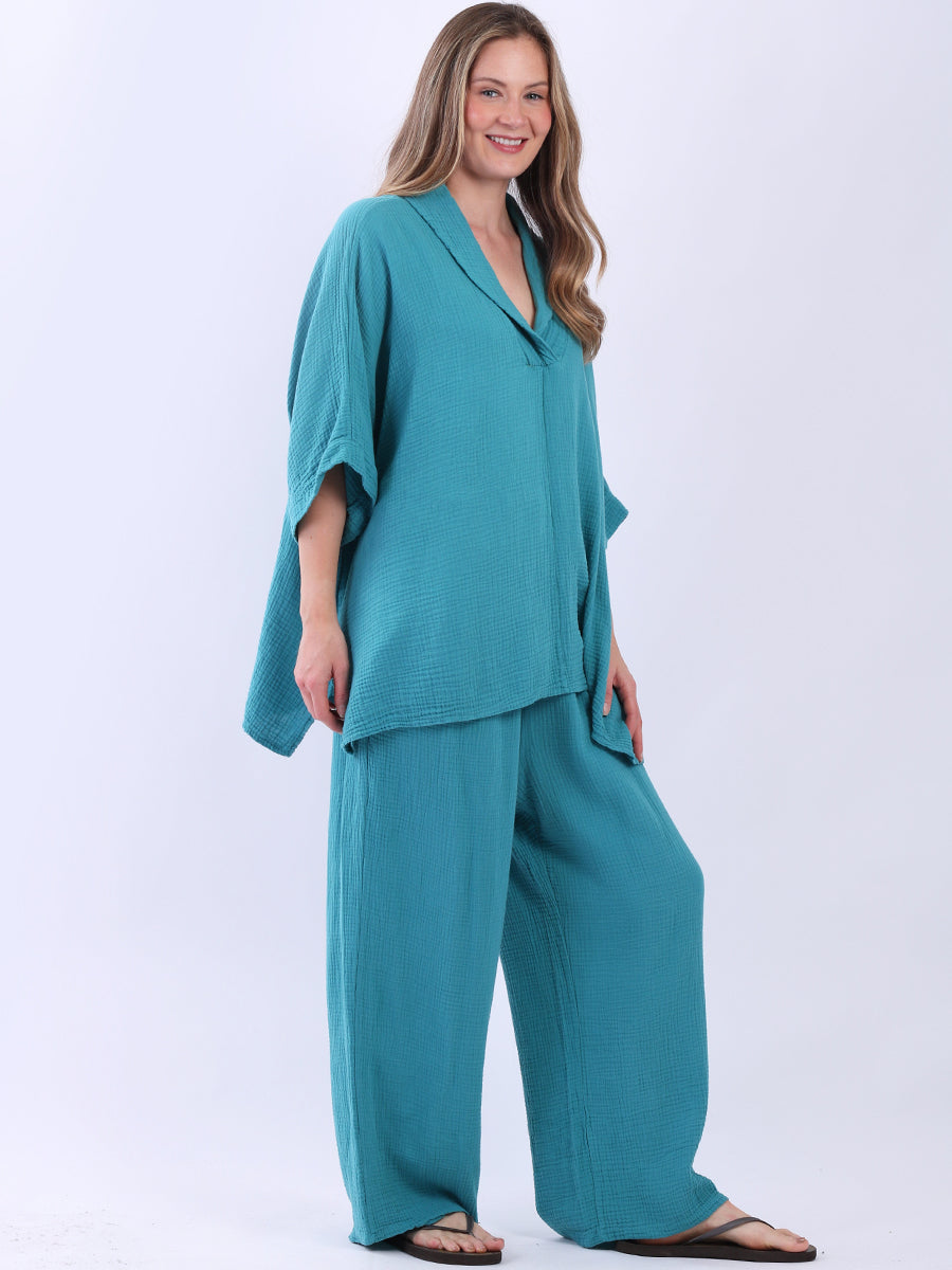 Plain Cotton Batwing Lagenlook Tunic Top