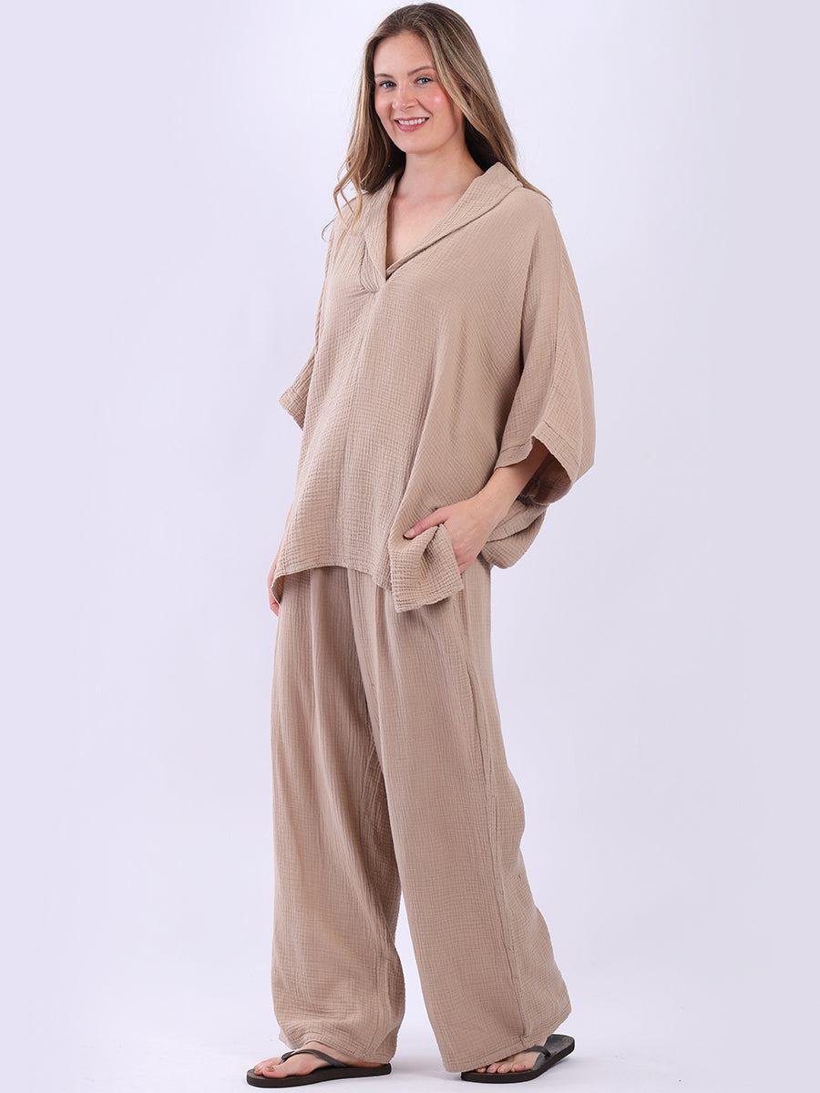 Plain Cotton Batwing Lagenlook Tunic Top