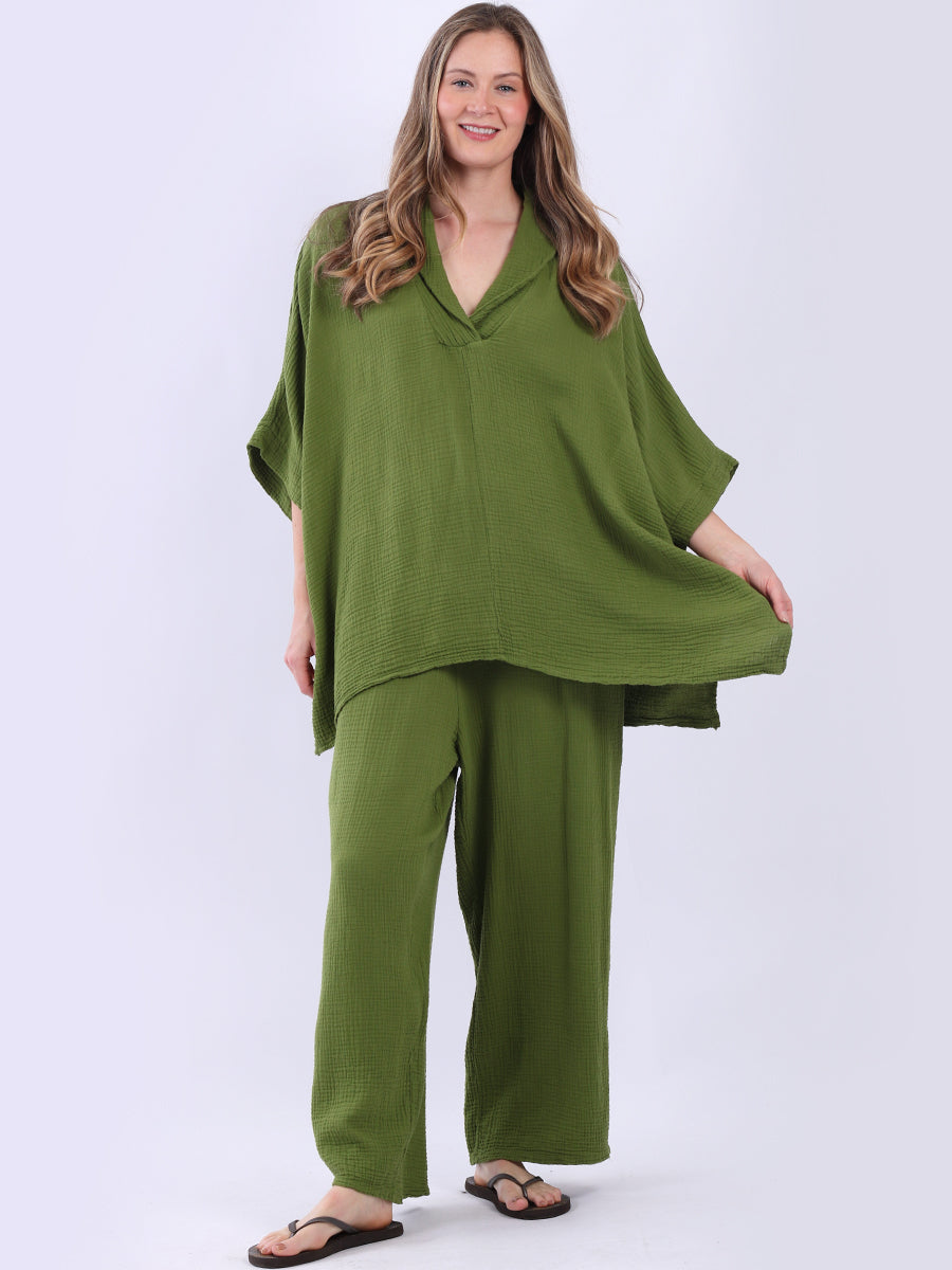 Plain Cotton Batwing Lagenlook Tunic Top