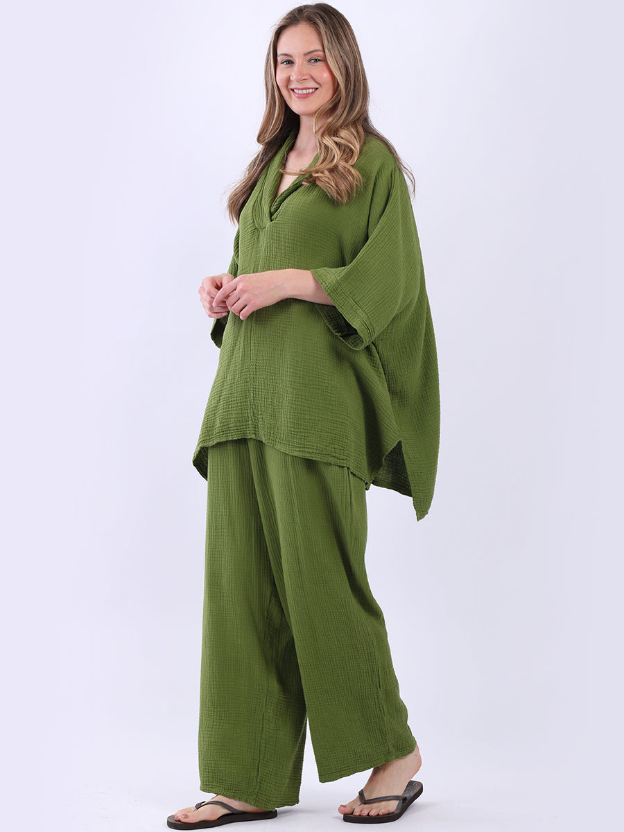 Plain Cotton Batwing Lagenlook Tunic Top