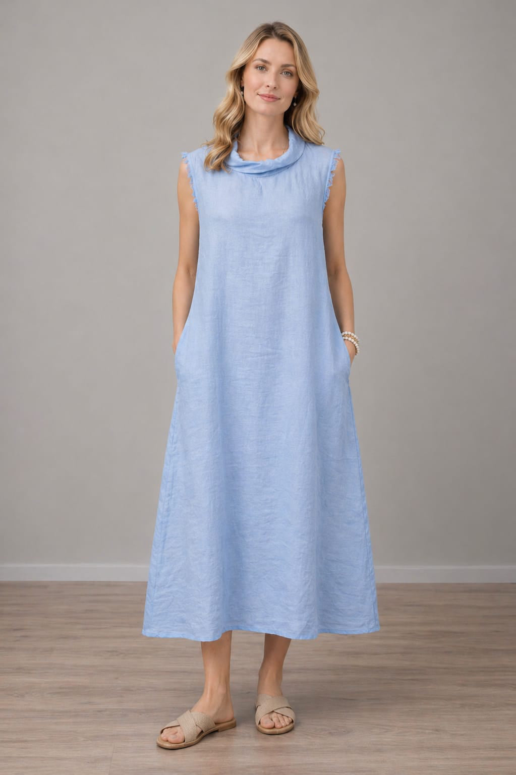 Linen Tank Dress Azure