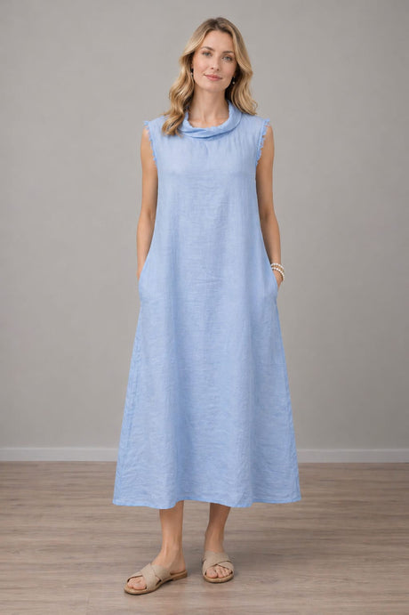 Linen Tank Dress Azure