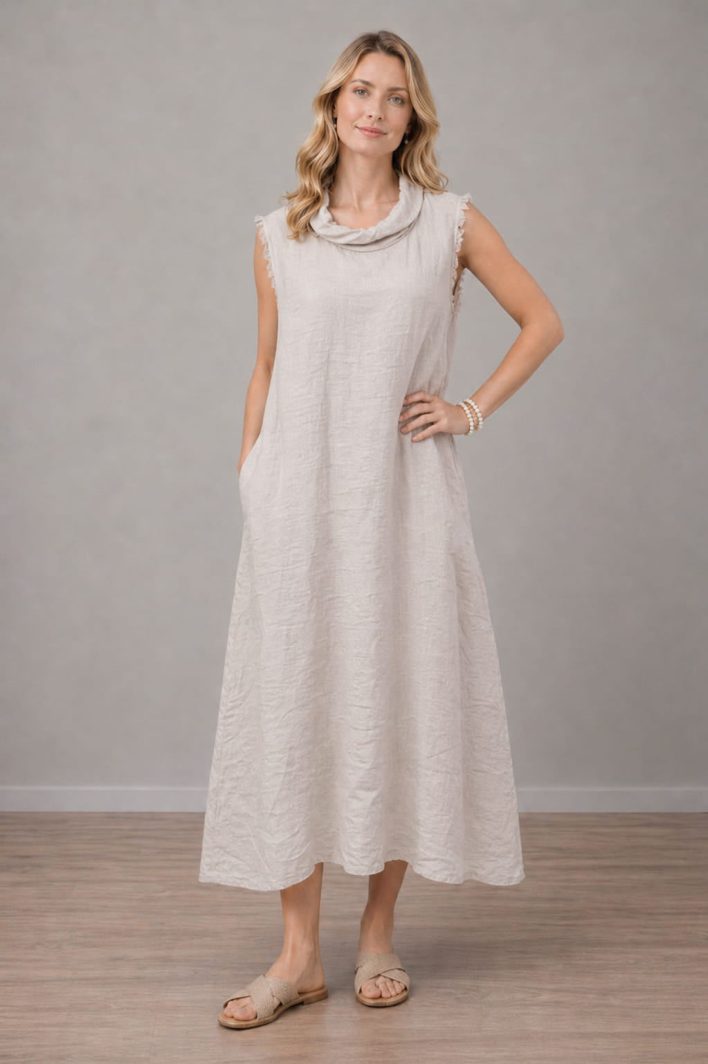 Linen Tank Dress Beige