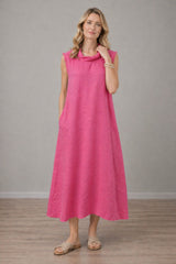 Linen Tank Dress Fuchsia