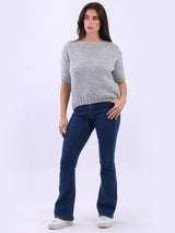 Ladies Solid Woolen Knit Boxy Crop Top