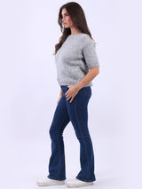 Ladies Solid Woolen Knit Boxy Crop Top