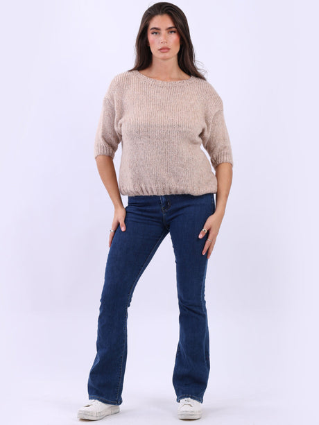 Ladies Solid Woolen Knit Boxy Crop Top