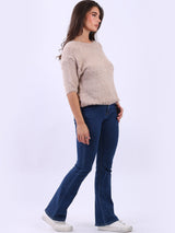 Ladies Solid Woolen Knit Boxy Crop Top