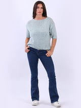 Ladies Solid Woolen Knit Boxy Crop Top