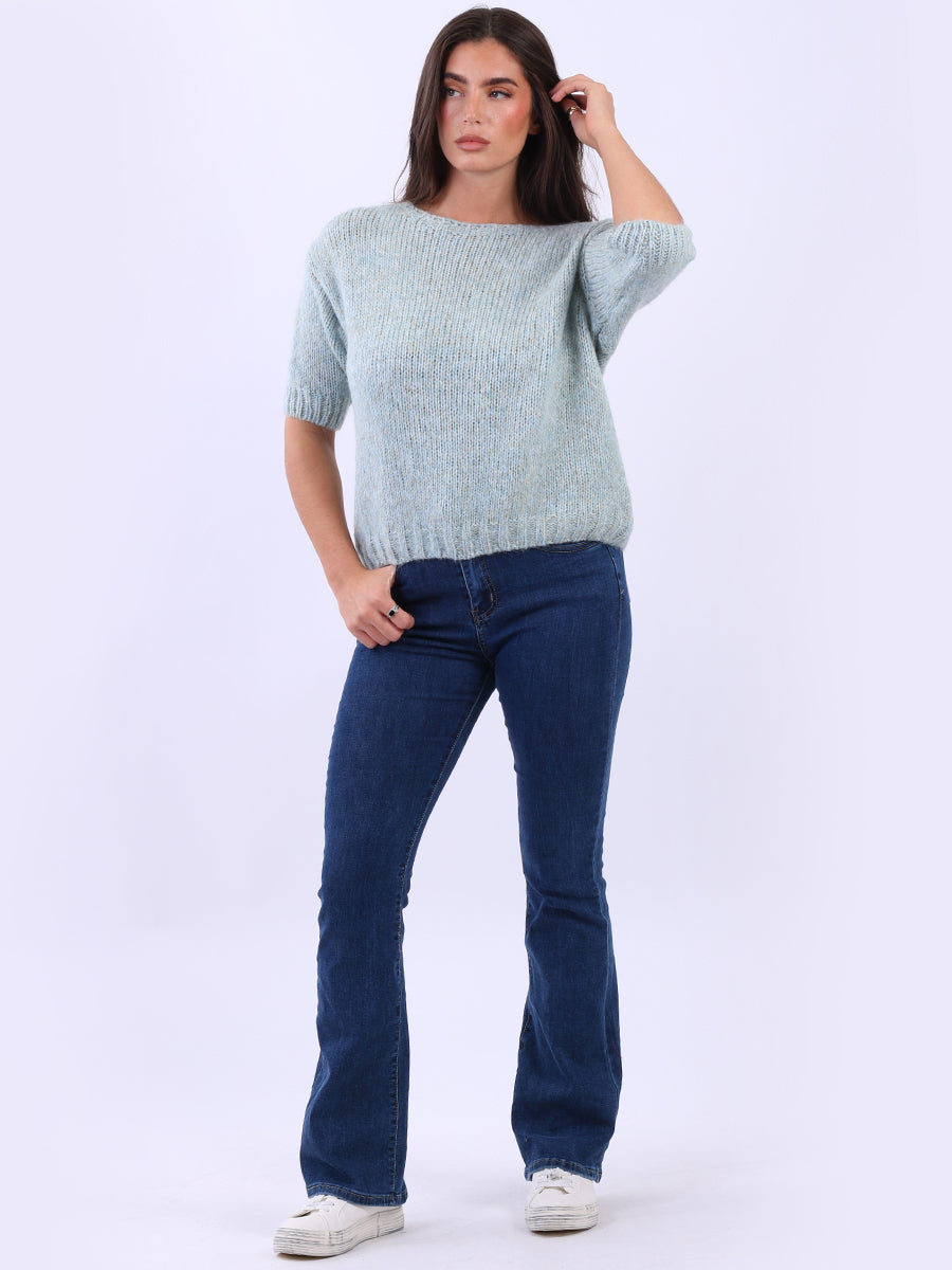 Ladies Solid Woolen Knit Boxy Crop Top