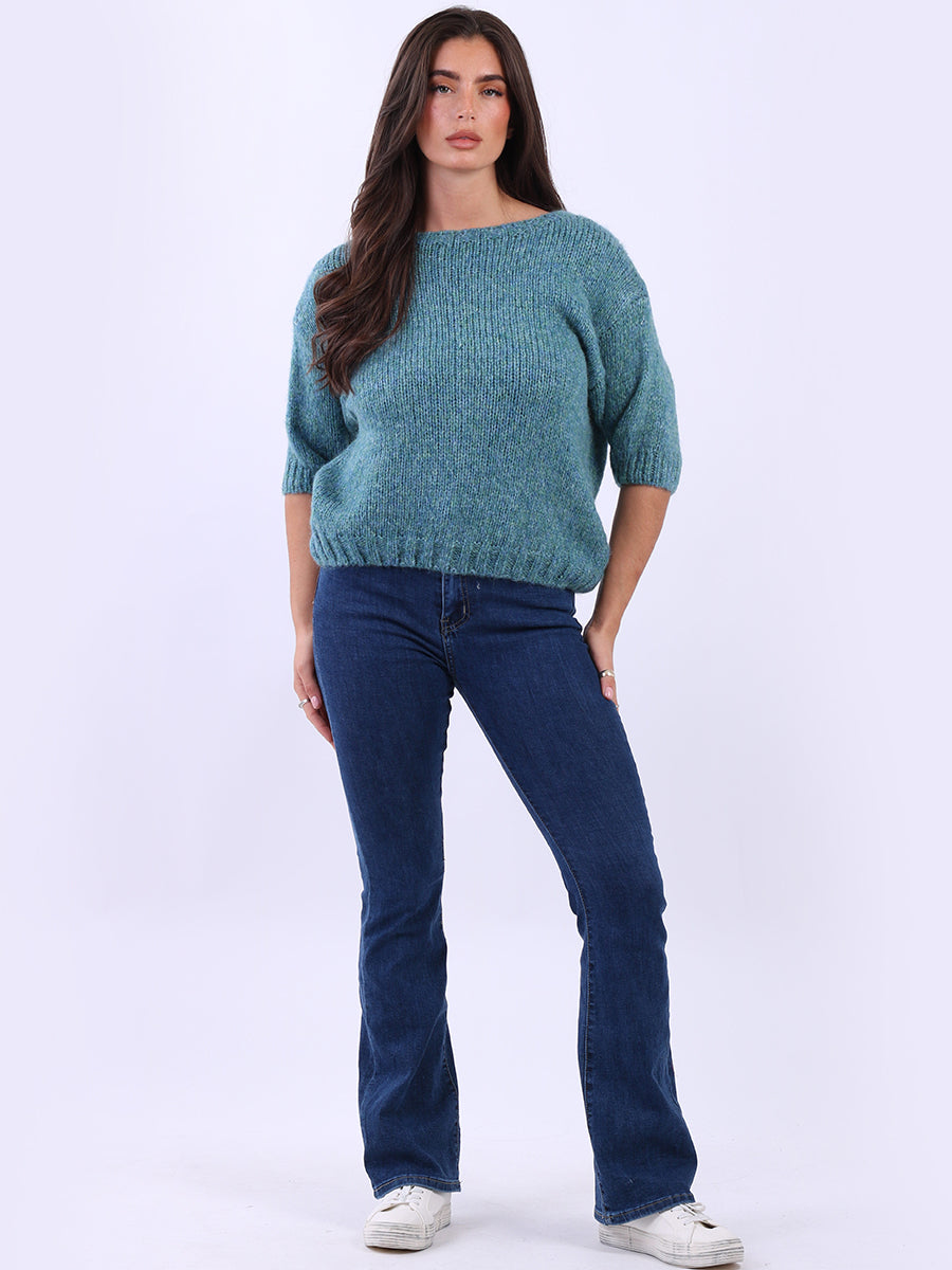 Ladies Solid Woolen Knit Boxy Crop Top