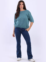 Ladies Solid Woolen Knit Boxy Crop Top