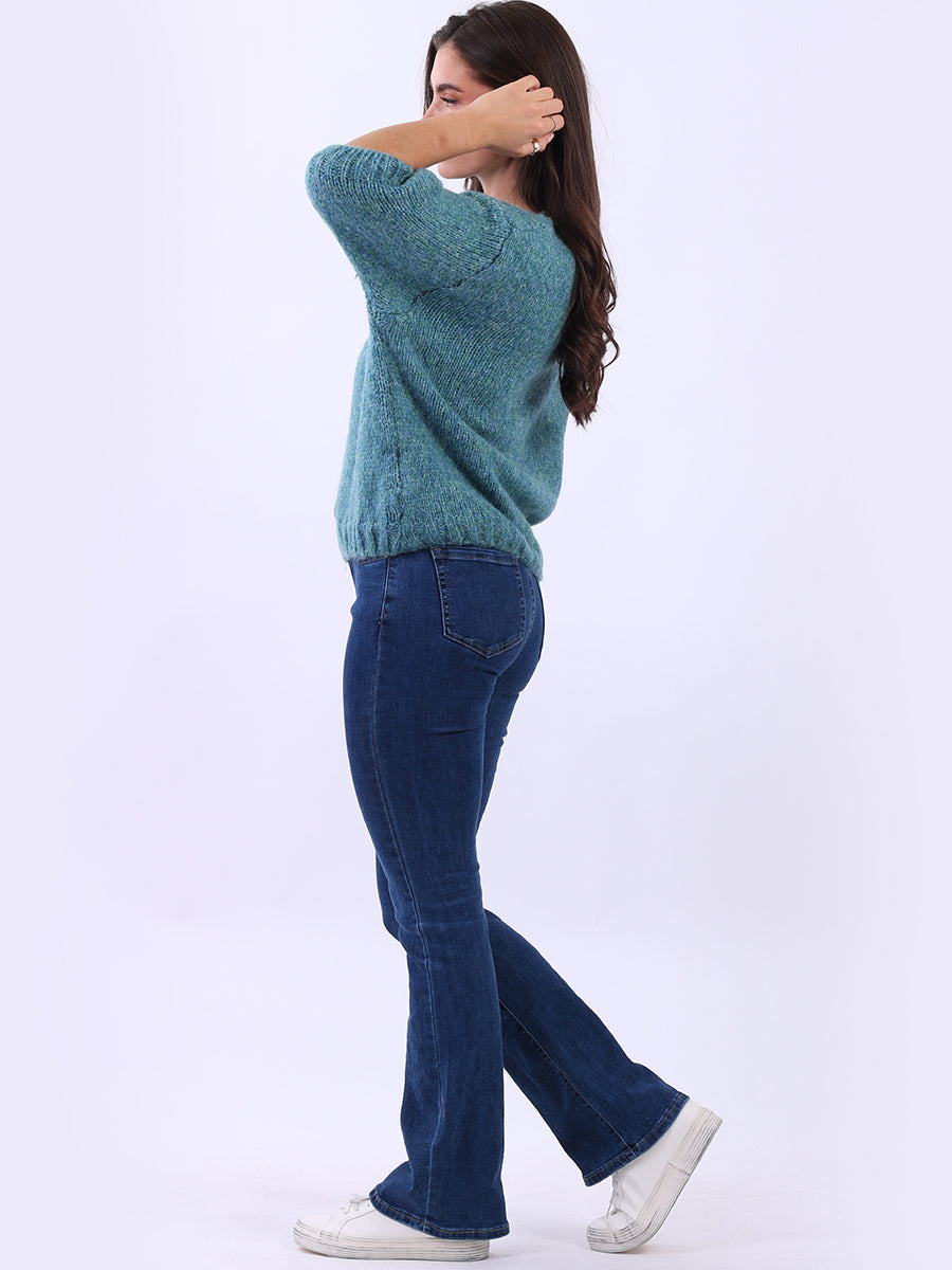 Ladies Solid Woolen Knit Boxy Crop Top