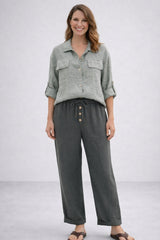 Button Down Linen Jacket Mint