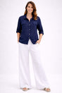 Button Down Linen Jacket Navy