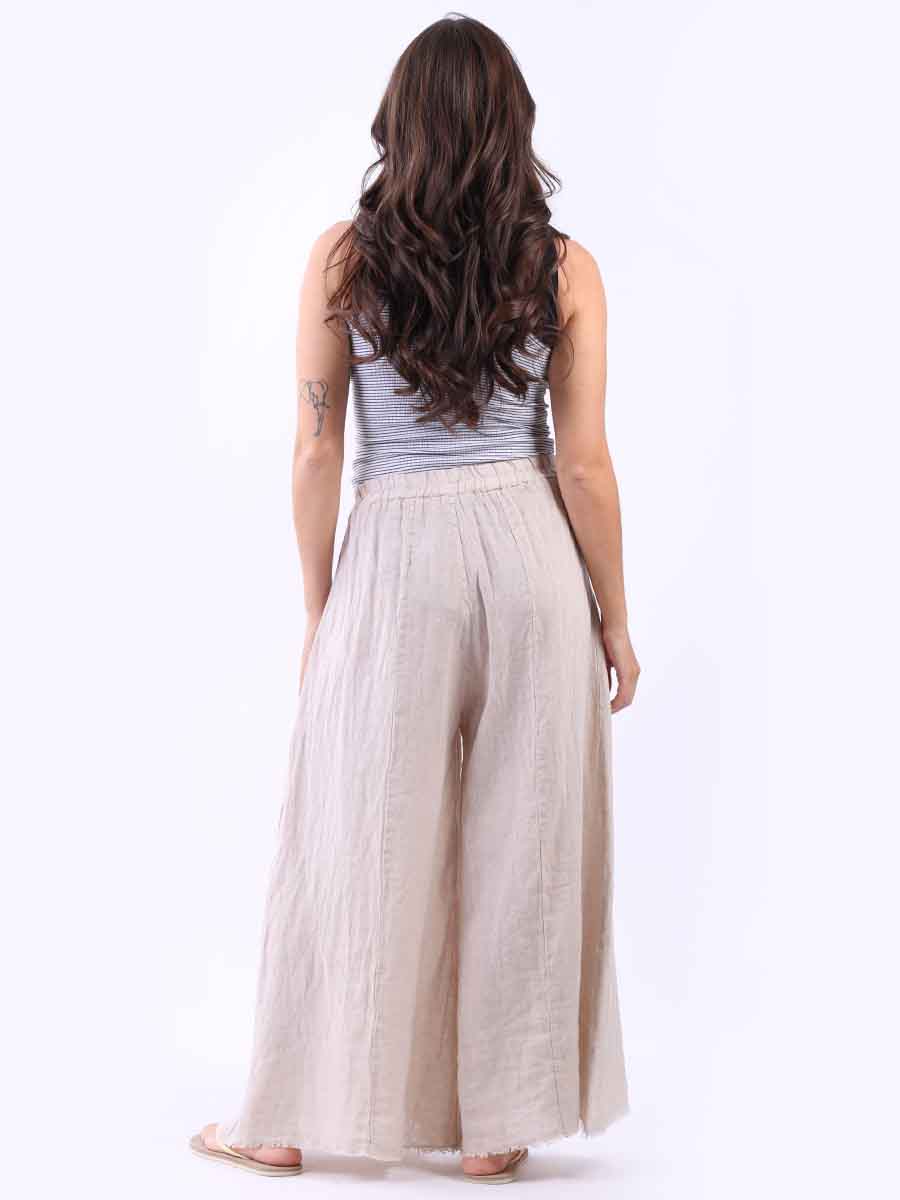 Raw Edge Wide Leg Linen Trouser