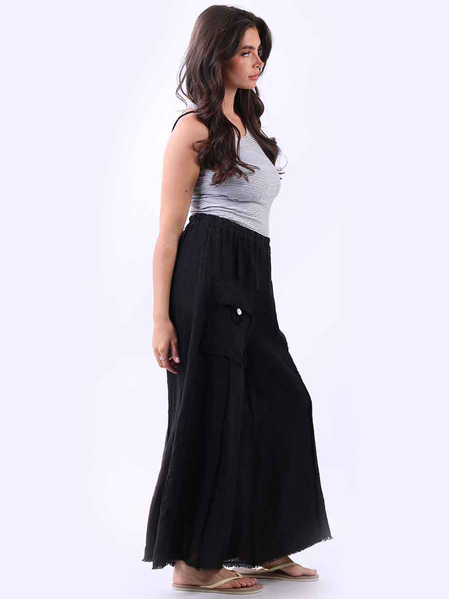 Raw Edge Wide Leg Linen Trouser