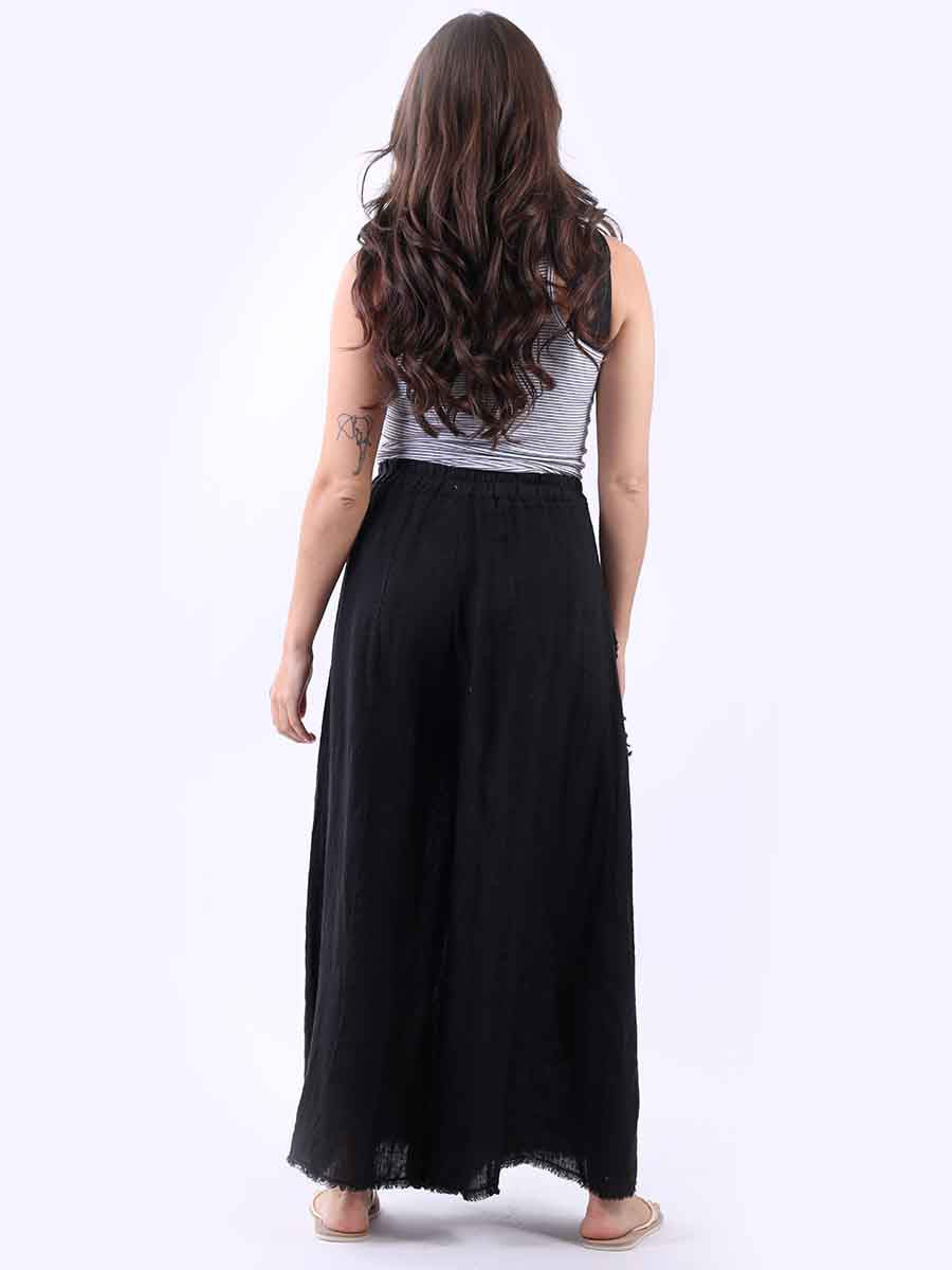 Raw Edge Wide Leg Linen Trouser