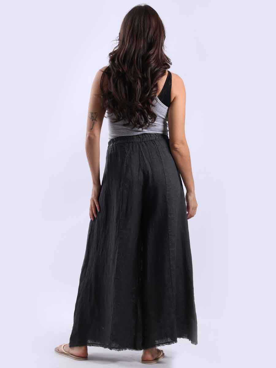 Raw Edge Wide Leg Linen Trouser