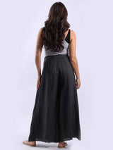 Raw Edge Wide Leg Linen Trouser