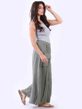 Raw Edge Wide Leg Linen Trouser