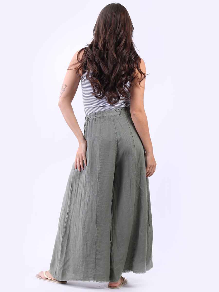 Raw Edge Wide Leg Linen Trouser