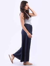 Raw Edge Wide Leg Linen Trouser