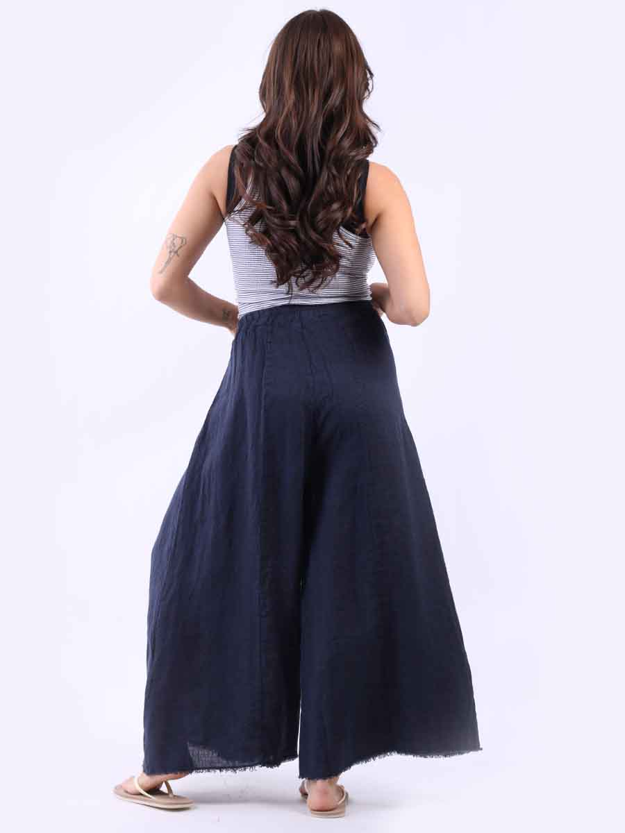 Raw Edge Wide Leg Linen Trouser