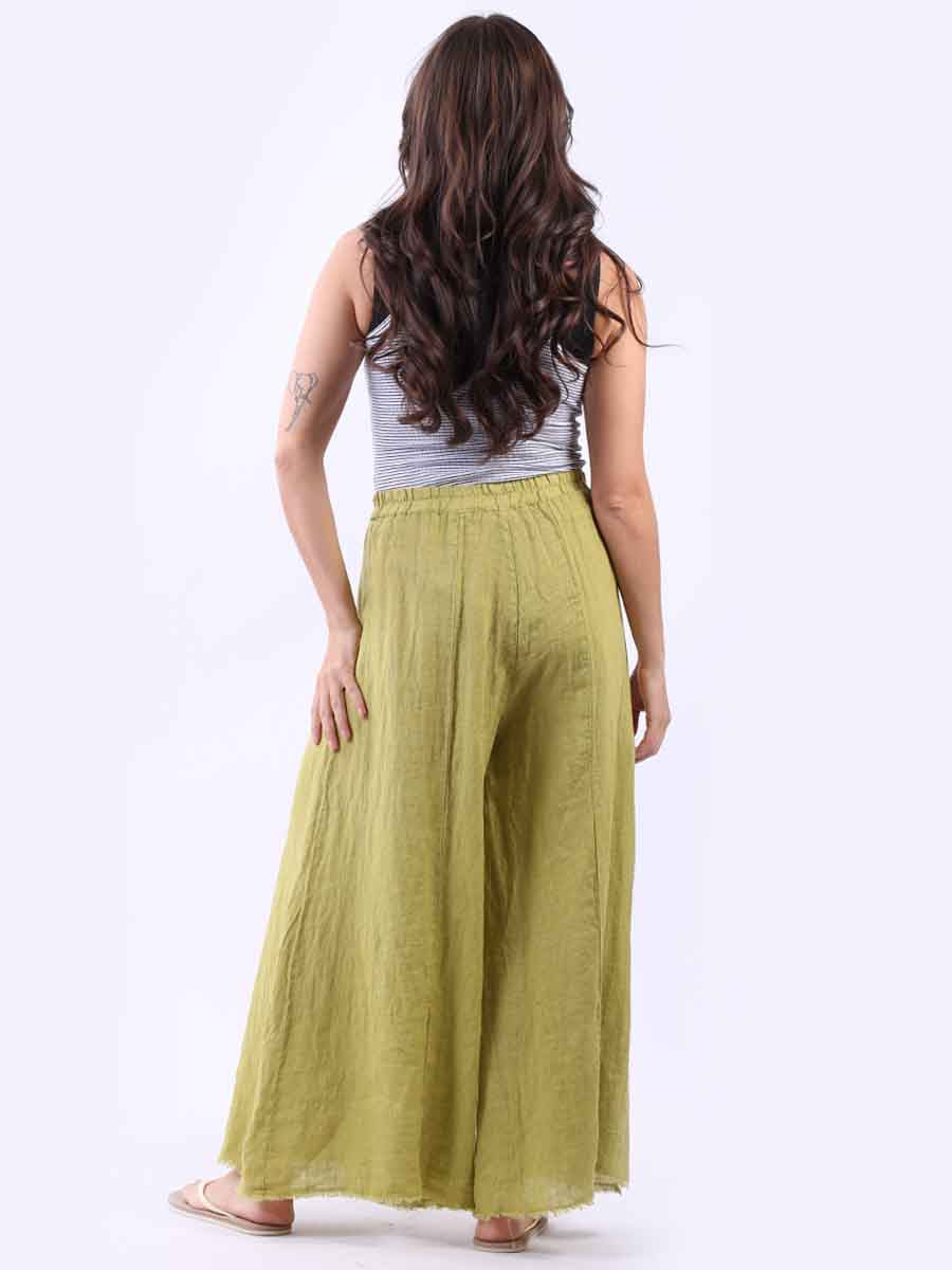 Raw Edge Wide Leg Linen Trouser