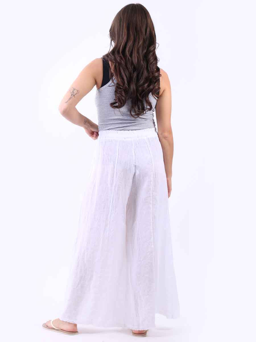 Raw Edge Wide Leg Linen Trouser